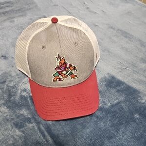 Coyotes Fanatics Gray and Red Hat with Embroidered Design